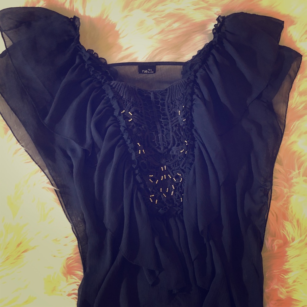 Rue 21 flowy navy blouse